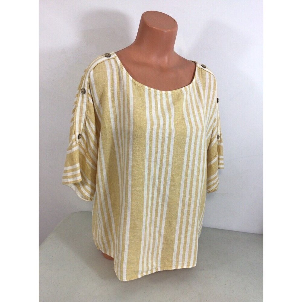 Ellen Tracy Linen Top Womens Large